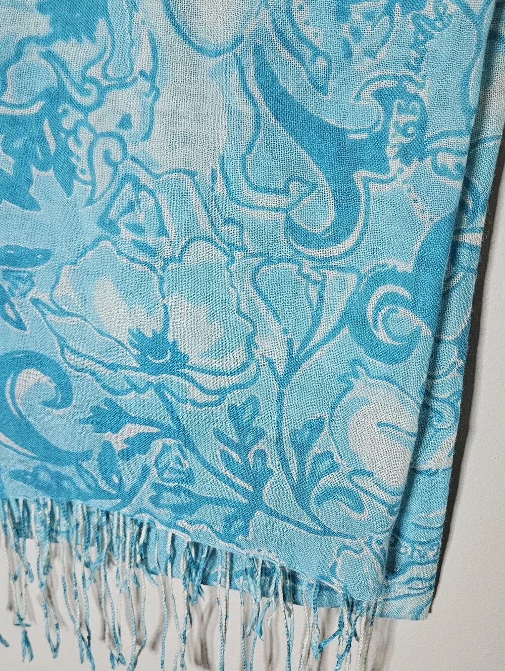 Lilly Pulitzer Murfee Scarf Silk Cashmere Aries Print Blue Green Cream 28×82